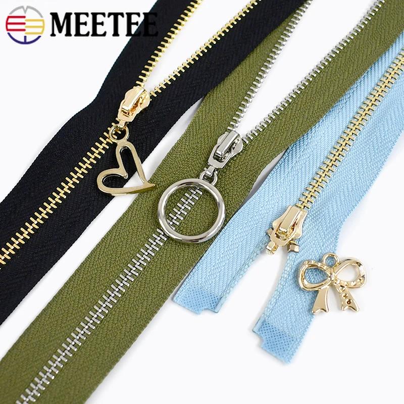 5Pcs Meetee 3# 15-30cm Metal Zippers Bags Closed End Auto Lock Zipper for Clothes Repair Kit DIY Sewing Material Accessories