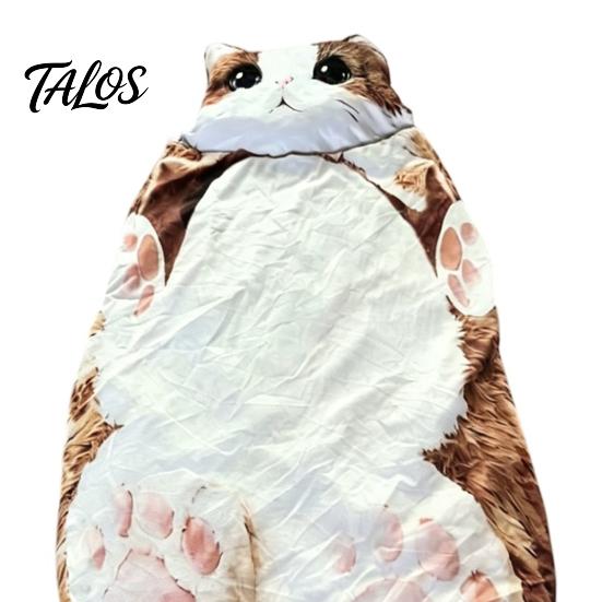 Adults Sleeping Bag Plush Cat Envelope Bag, Winter Slumber for Men Women, Durable Animal Nap Mat Sack Home Travel Comfortable