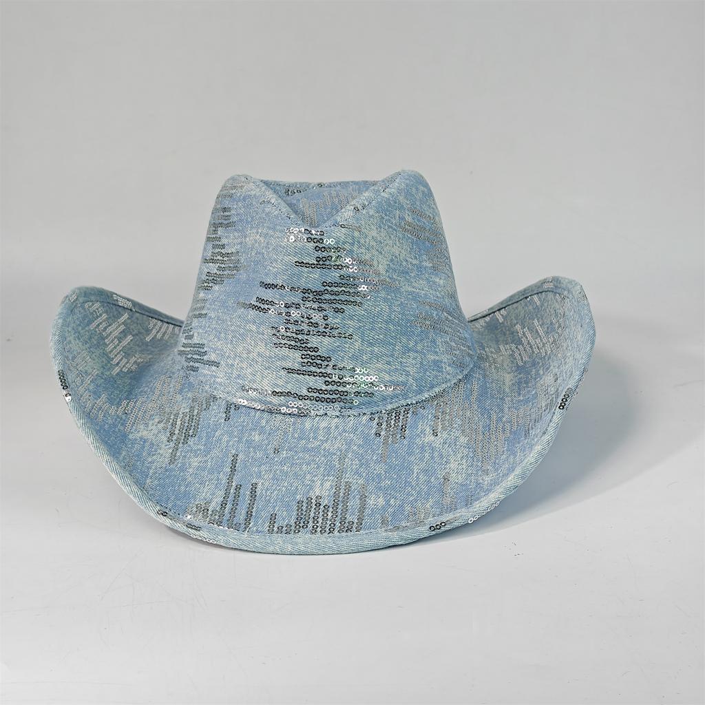 Western Denim Cowboy Hat For Women Men Felt Wide Brim Cowboy Cowgirl Hat For Party Costume Dress Up Cosplay Cowboy Hat