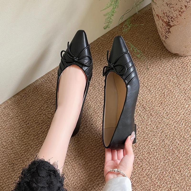 Fashion French Purple Inside Heightened Pointed Toe Single Shoes Women's Spring 2025 Temperament Bow Fairy Gentle Mary Jane Shoes