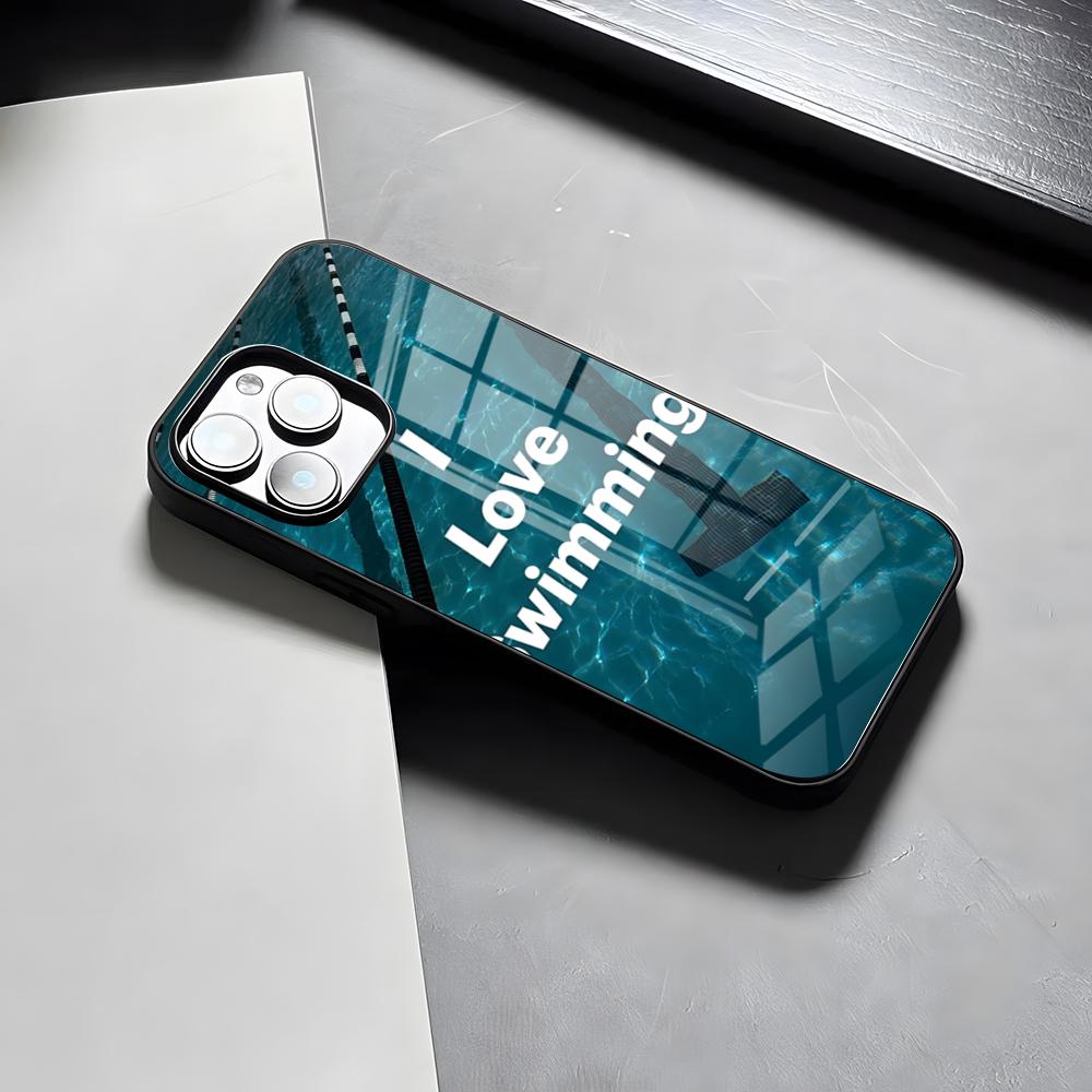 

Swimming Pool Water Phone Case For IPhone 17 Pro Max 15 Pro 16 14 Plus 12 13 Mini 11 Pro Shockproof Glass Cover iPhone12 Pro