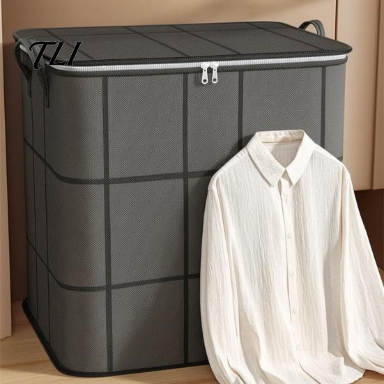Home Storage Bags for Toys Moving Bin with Reinforced Handles And Zipper, Extra Large Capacity Supplies Linens Non-woven Fabric Organizer, Foldable