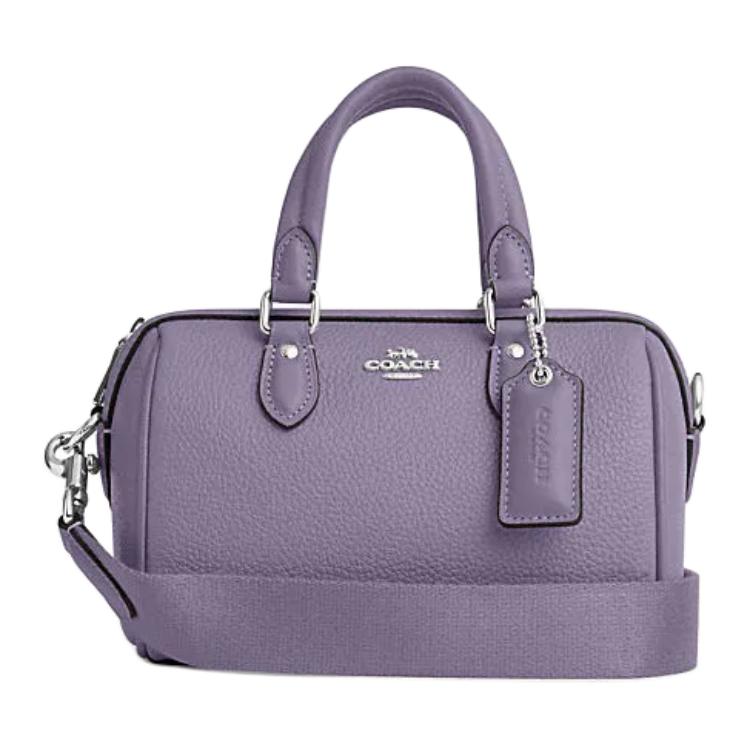 

Coach Rowan 17 Metal Logo Top Zip Leather Handbag Women Handbags Light-Violet CR247-SVIZ Basic Set (Bag+Dust Bag)
