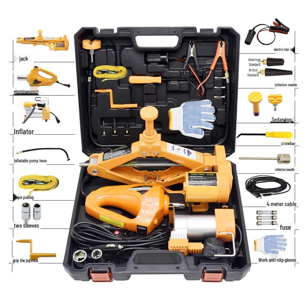 TBC Electric Kettle Style Jack Set: 2T/3T Electric Jack, Wrench & Air Pump