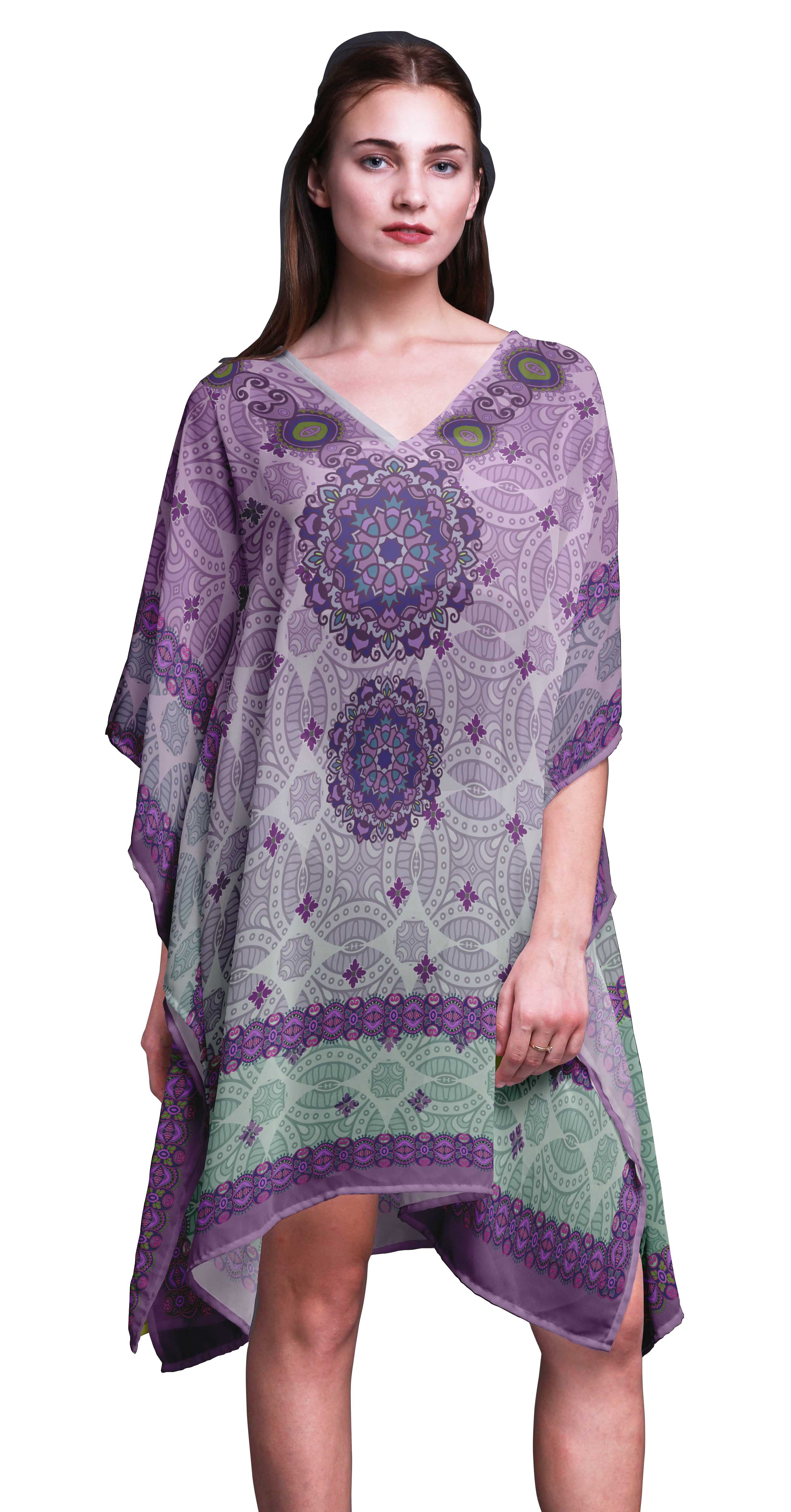 

Phagun Womens Short Beach Kaftan Пляжная одежда Бикини Coverup Midi Dress-4X-5X 4X-5X аметист