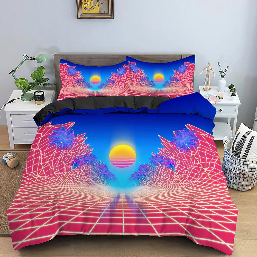 Game Scene King Queen Duvet Cover 3D Neon Bedding Set Youth Hippie Hip Hop Quilt Cover Modern Rock Polyester Comforter Cover
