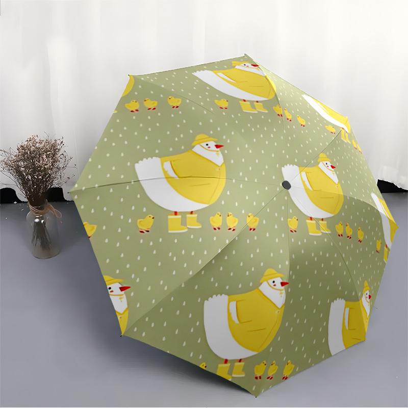 1pc Chicken Pattern Automatic Umbrella | Portable Foldable 8-Rib Manual Open, Cute Birthday & Holiday Gift for Outdoor Yy260107093