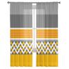 Rideaux en Tulle géométriques à rayures jaunes et grises, pour salon et cuisine, traitements de fenêtre modernes, rideau en Voile