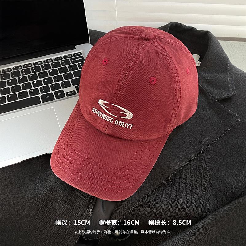 

Letter Embroidery Red Soft Top Baseball Cap Women s Wide Brim Big Face Small Face Hat Big Head Circumference Peaked Cap Adjustable красный