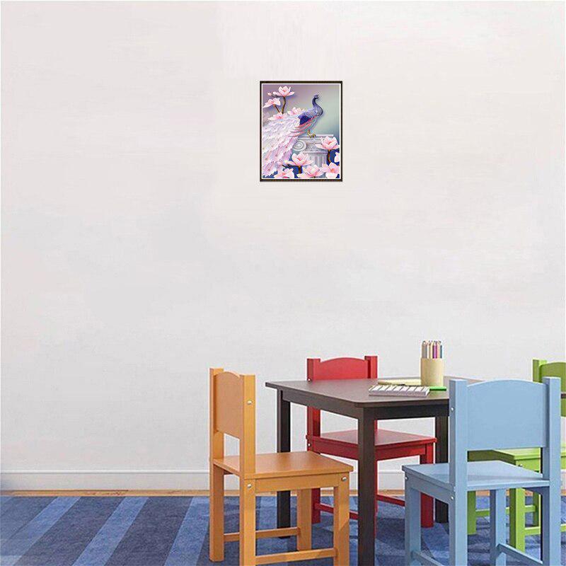 Páv 5D DIY diamantová malba Plná kulatá vrtačka Zvířecí květina Výšivka Křížkový steh Mozaika Domácí dekorace Dárek