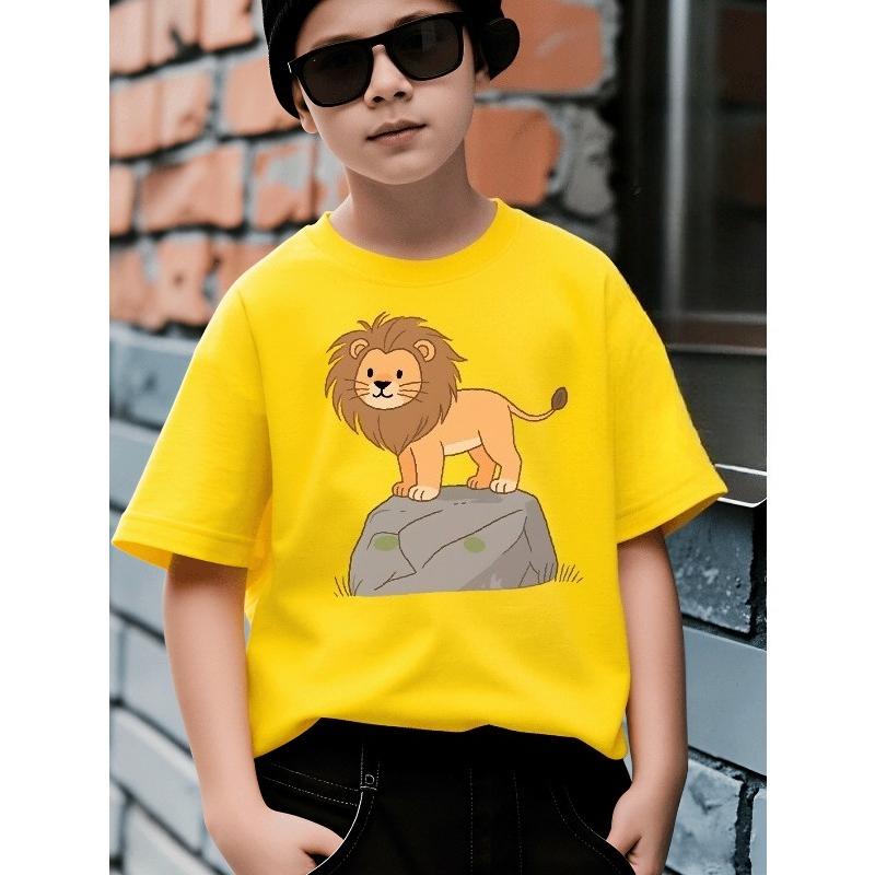 Taglie europee T-shirt da ragazzo Design Artistico Stampato, Ideale per Attività all'Aperto, Morbido Top a Maglia, Comodo e Traspirante, Adatto per l'Estate