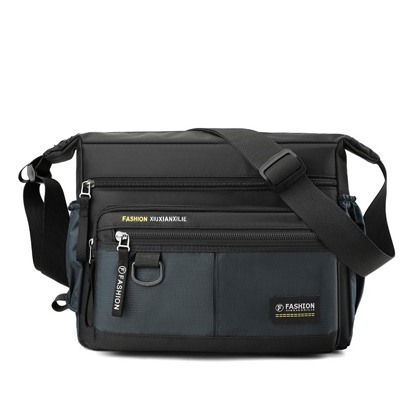 

Мужская наплечная сумка - Повседневная сумка через плечо с регулируемыми плечевыми ремнями, несколькими карманами, подходит для путешествий, школы и Да темно-синий