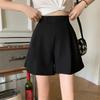 2024 Herbst/Winter Damen High Waist Schwarz Weitbeinige Anzugshorts - Schlankmachend, Trendig, Freizeitkleidung