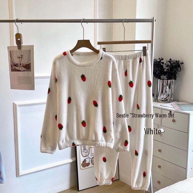 Women's Cozy Coral Fleece Loungewear Set - Warm, Loose Fit, Versatile