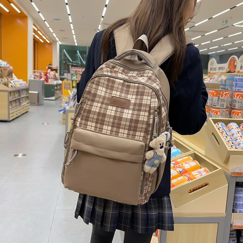 Schoolbag Japanese Niche Schoolbag Plaid Versatile Girl College Style Backpack Junior High School Student Sweet High-value Backpack