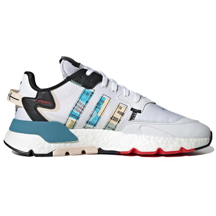 Adidas Originals Nite Jogger Fabric Versatile Trendy Shock Absorbing Non-Slip Durable Low-Top Lifestyle Casual Shoes Unisex Sneakers White GW4229