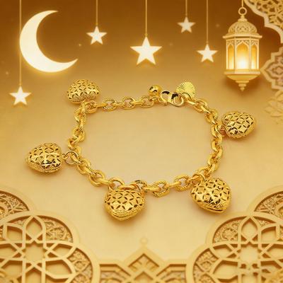 24 Karat Vergoldetes Herzarmband - Elegante Damen-Luxus mit malaysischem Stil