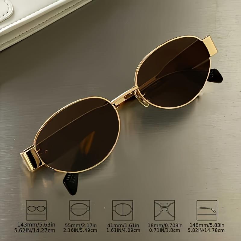 Metallic High-end Full-sided Oval-shaped Sunglasses, a Retro, Simple and Fashionable Daily Wear Item