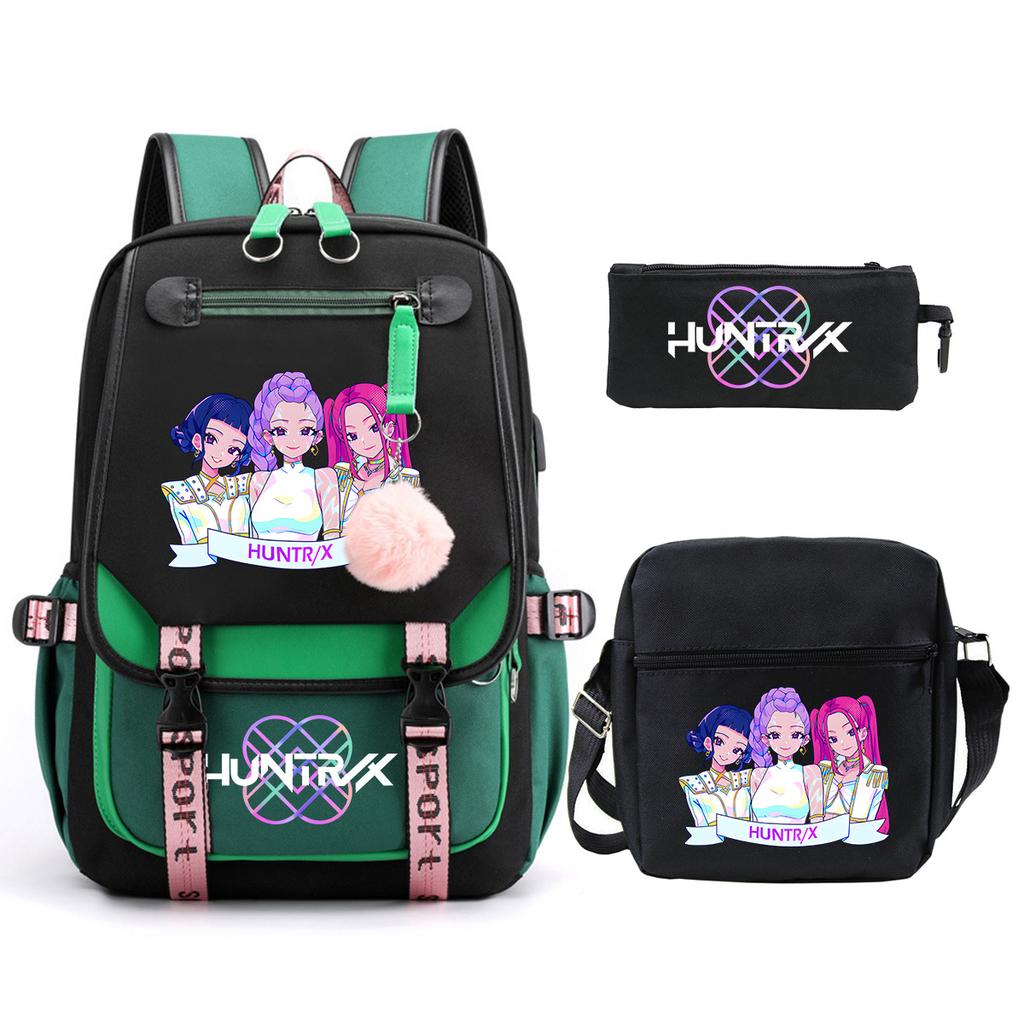 KPop Demon Hunters Korean version of student school bag children's backpack pencil bag set