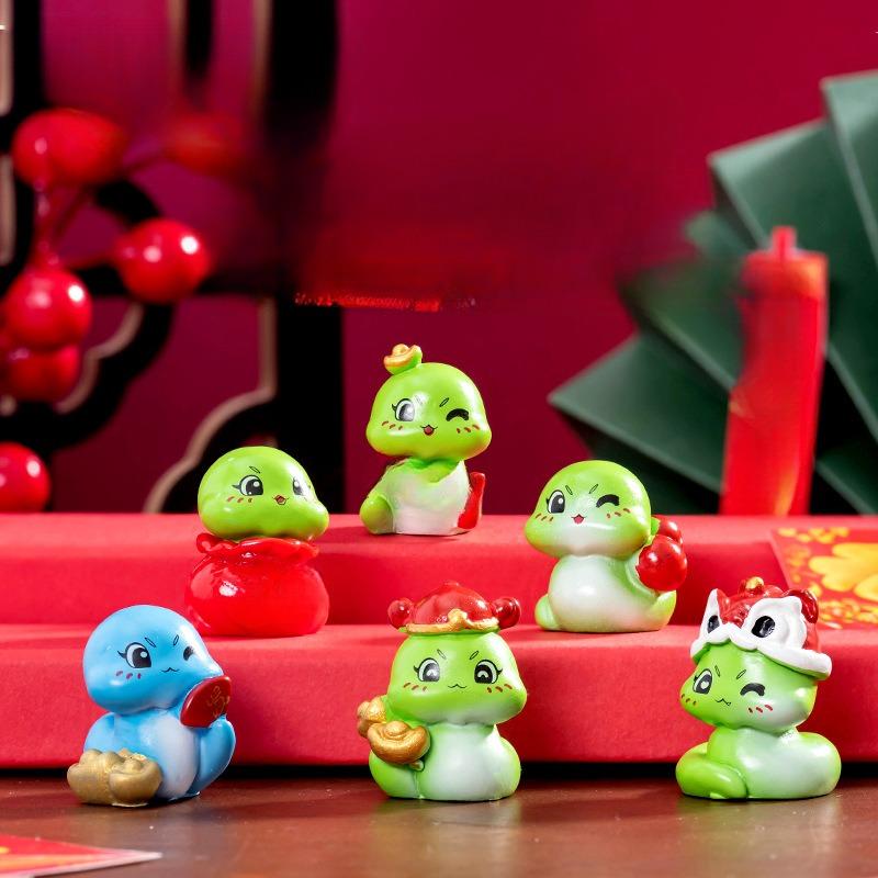 Micro Landscape New Year Lucky Snake Diy Decoration Blind Bag Accessories Desktop Car Carrying The Year of The Snake Resin Ornaments
