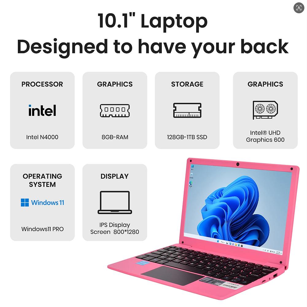 Mini 10.1inch Education Laptop Computer Windows11 Netbook Intel 8GB RAM 128GB SSD Laptop Computer for Learning