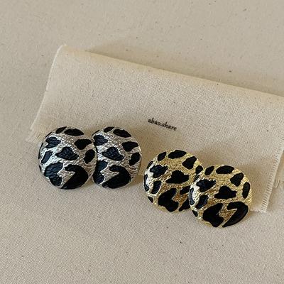 Unique Design Sense Round Leopard Print Stud Earrings Women'S Light Luxury Niche Elegant Fashion Personality Trend Versatile Earrings Earrings