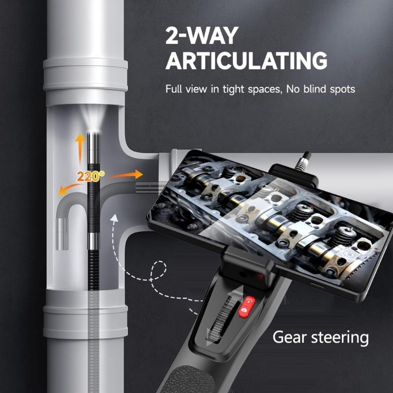 Industrial Endoscope With 1080P High Resolution Camera For Vehicle Maintenance And Pipe Inspection Flexible Tube With LED Lighting