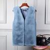 Europe, America, autumn and winter new fur fur vest women's medium and long vest imitation rabbit fur vest thin coat