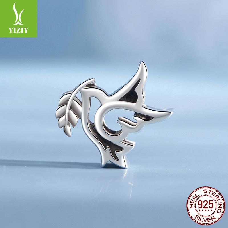 

Peace And Love Anti-War Series Heart-Shaped Safety Chain Diy Bracelet Beaded Accessories 925 Silver Beads 925 sterling silver