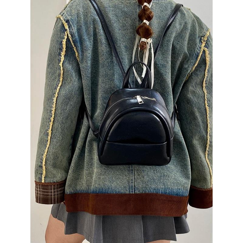 Solid Color Ladies Mini Backpack Fashi Pu Leather Women's Double Shoulder Bag Simple Casual Female Small Handbags Purse Tote