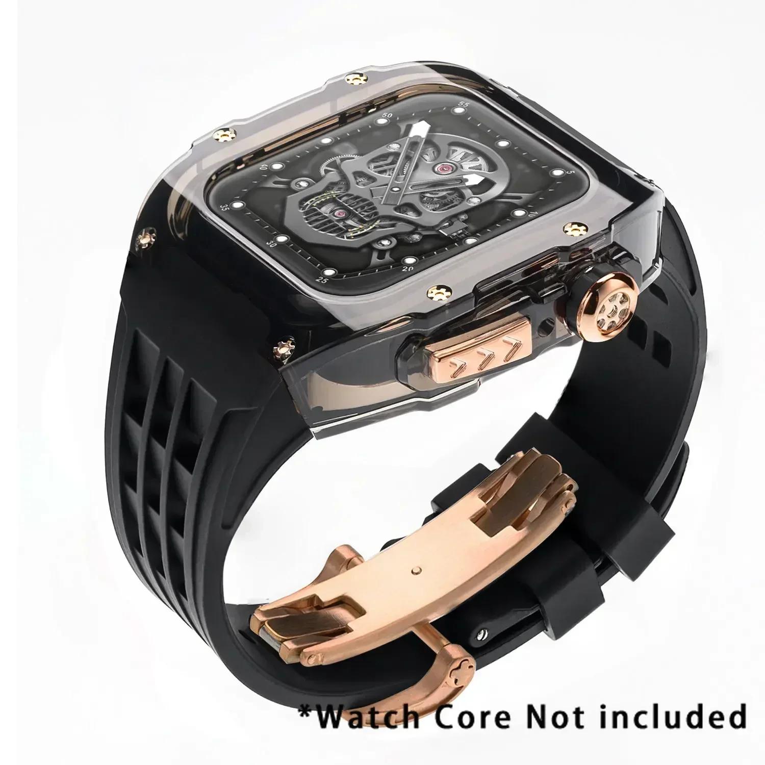 

Роскошный комплект для модификации Glacier для IWatch Series 9 8 7 6 5 4SE 45MM 44MM Прозрачный чехол для Apple Watch Ultra 3 49mm Мод-браслет 45MM Or 44MM
