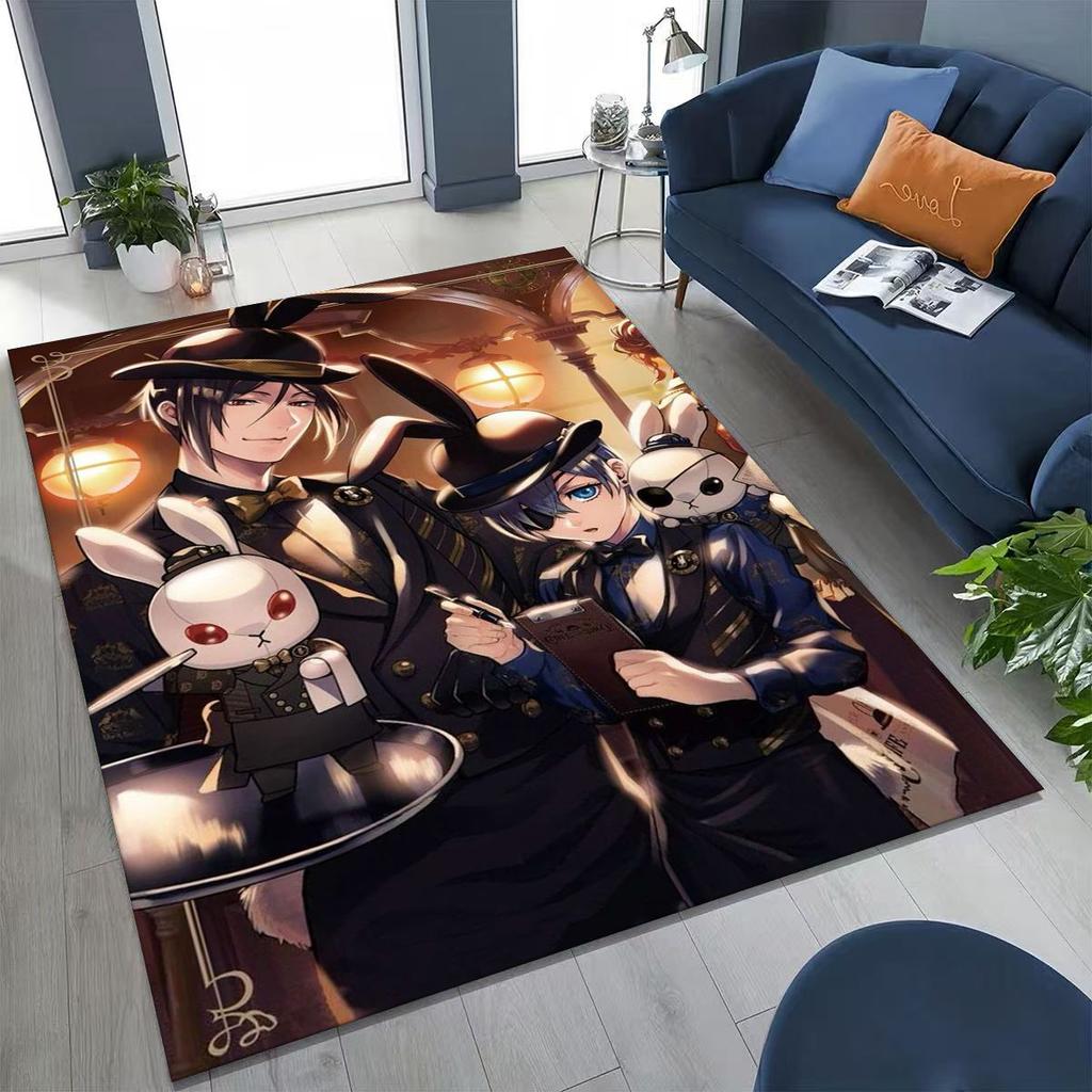 Anime Black Butler Sebastian Ciel Cartoon Cartoon Rug for Bedroom Living Room Sofa Home Doormat Decor,Kids Non-slip Floor Mat