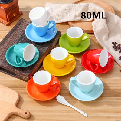 80ml Candy Series Bone China Tazza da caffè e piattino Set Cafe Espresso Tazza da degustazione Cappuccino Americano Cute Girl Tazza da tè pomeridiana