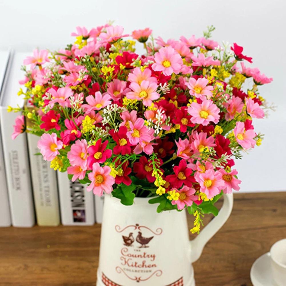 1 bukett 28 huvuden konstgjord sidenduk Blomma Söt bröllopsfestdekor