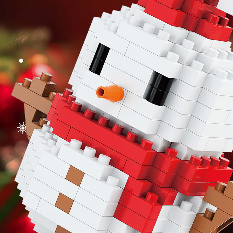 Christmas Gifts Micro Building Block DIY Domino Game Santa Claus Reindeer Holiday Puzzle Assembling Bricks Table Decoration Toys