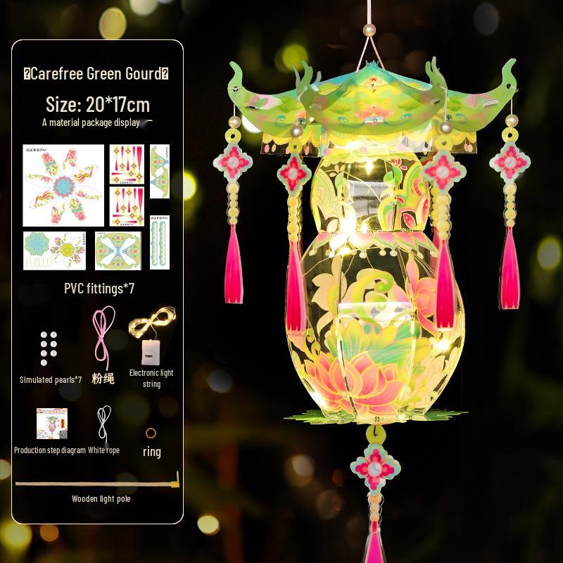 Retro Mid-Autumn Festival DIY Children s Handheld Luminous Projection Palace Lantern