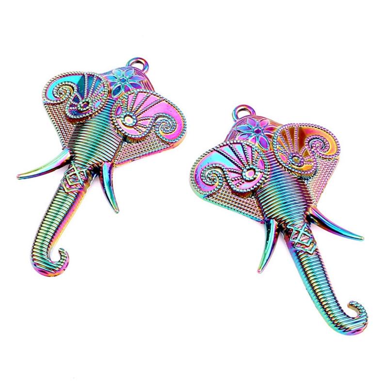 2Pcs Rainbow Animal Charms For Jewelry Making Supplies Elephant Leopard Butterfly Charm Pendant Handmade Accessories Fatima Hand