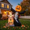 Inflatable Skeleton with Pumpkin Head Freestanding Tombstone Specters Spooky