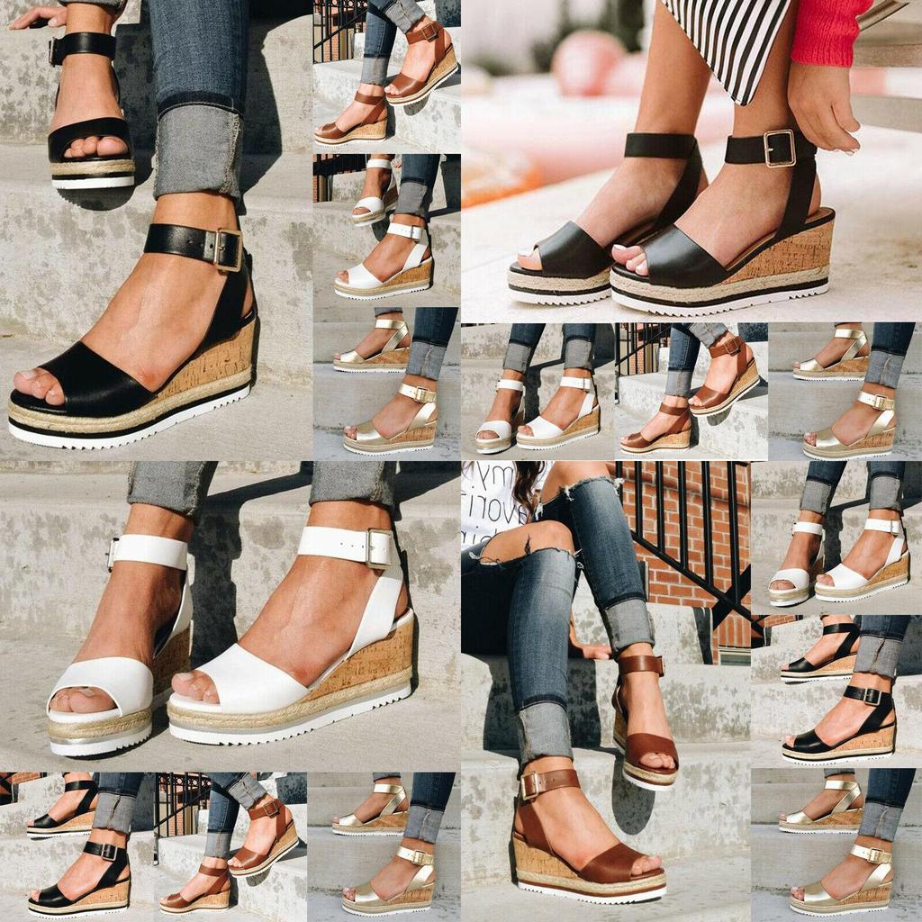Elegant Women's Ankle Strap Open Toe Platform Wedges Sandals For Summer Comfort