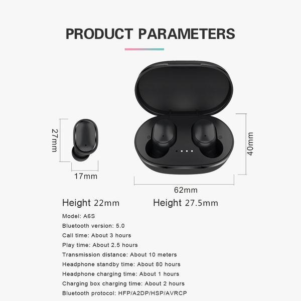 Intelligent noise reduction HIFI sound quality Bluetooth wireless stereo sports headphone microphone with charging case, suitable for smartphones