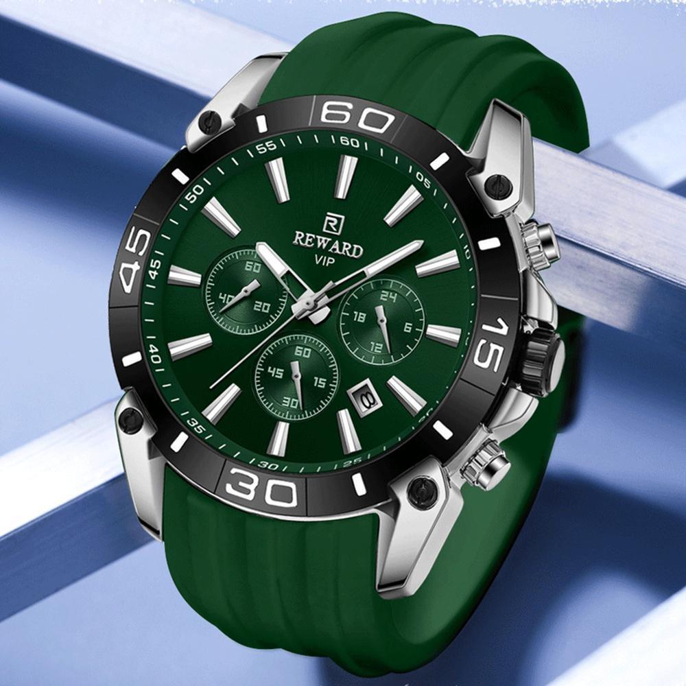Men Silicone Quartz Mens Watch Multi Functional Waterproof Luminous Calendar Chronograph Watches