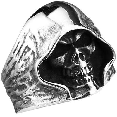 Neuer Bully Retro Trend Herrenring Großguss Totenkopf Sensenmann Punk Ring Street Nische Mode Ring Zirkon Party Zirkon Geschenk