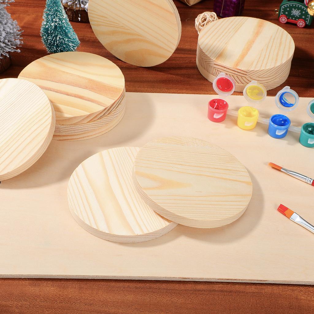 10PCS Wood Slices Unpainted Round Smooth DIY Crafts Building Hand Painting Ornaments Decorations Holiday Wedding Christmas