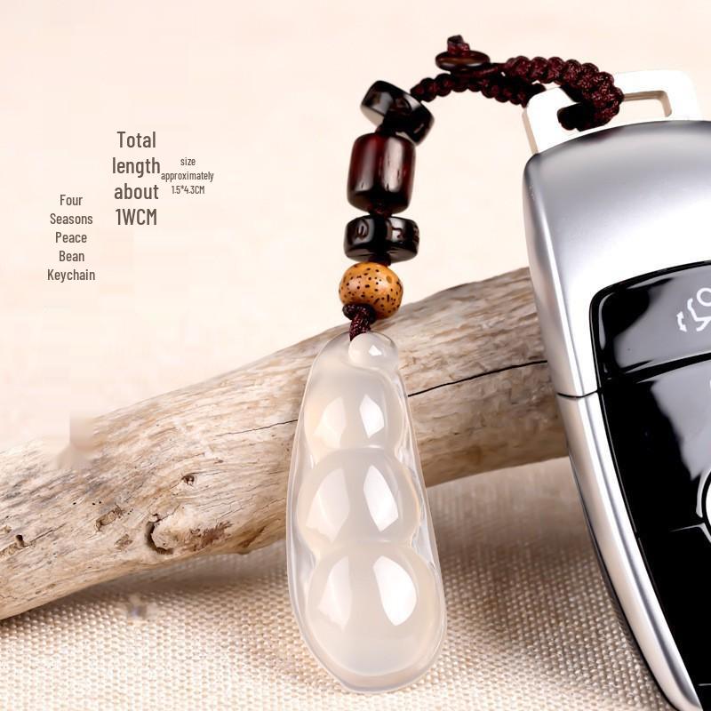 Chalcedony Pixiu Wealth Keychain & Agate Peace Buckle Pendant