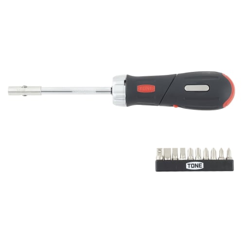 TONE Ratchet Driver Set RD10S Bit Insertion &6.35mm (1/4") Black Contents 12 items