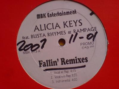 12inch Record ALICIA KEYS FEAT BUSTA RHYMES & RAM - Fallin' Remixes MBK073PROMO MBK Entertainme 2001 US Rap & Hip-Hop/R&B Used