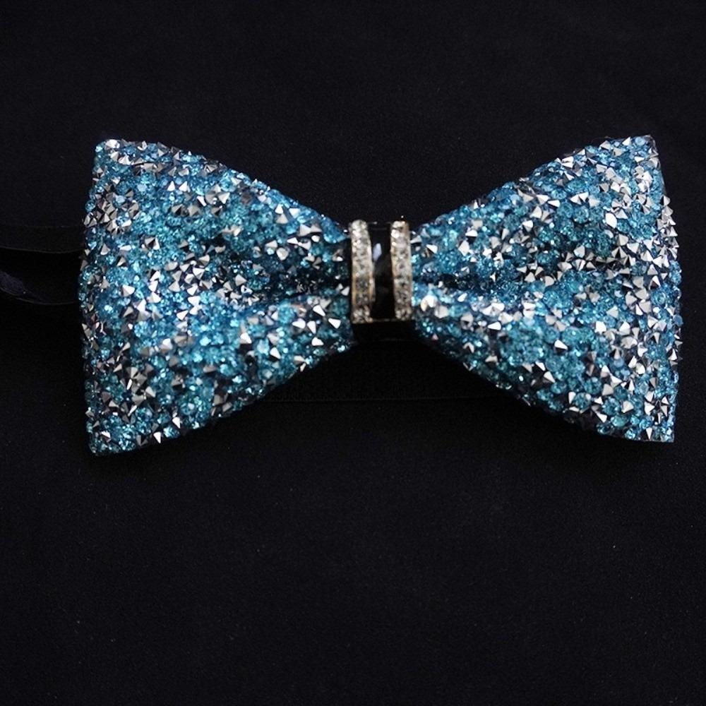 Solid Color Rhinestone Collar Flower British Style Adjustable Gentleman's Bow Tie Bowtie Collar Cravat Men's Suit Accessory