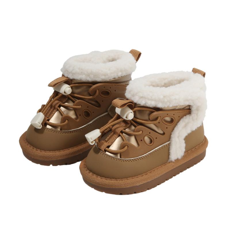 

Winter Baby Snow Boots Leather Thick Plush Warm Toddler Kids Shoes Little Girls Boys Boots EU 15-25 21 верблюд