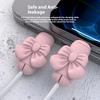 2 Pairs Silicone Charging Cable Protectors with Bowknot Design Fashionable Phone Accessories Wire End Guards for Cord