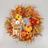 Fall Wreath For Front Door 20" Autumn Wreath With Lights Artificial Pumpkin Berry Wreath For Thanksgiving Halloween Home Decor